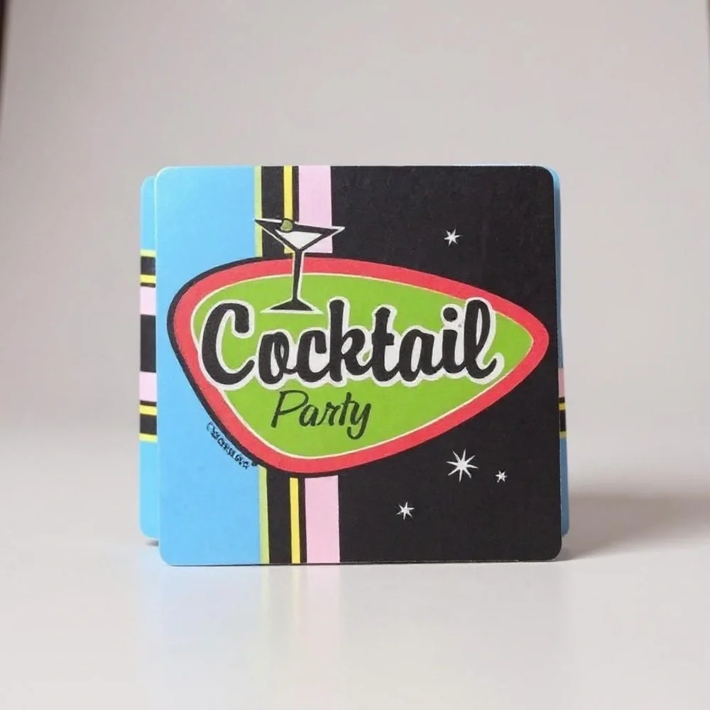 Retro Drink Coasters Set of 42 Vinyl Cocktail Party Mod hip​ Palm Springs
